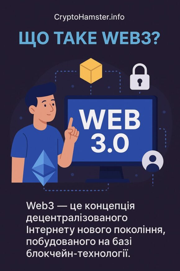 Ілюстрація концепції Web3: децентралізований Інтернет, блокчейн, смарт-контракти та криптовалюта
